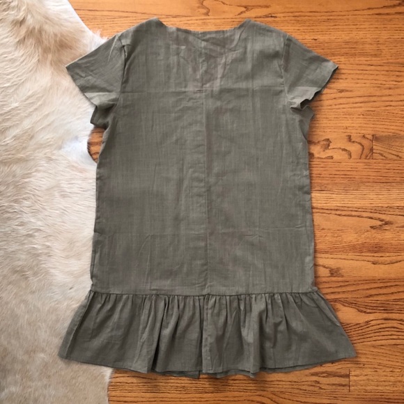 V Neck Button Down Ruffle Hem Shift Dress - Picture 5 of 7